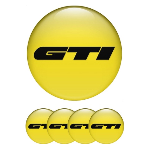 Wheel GTI Stickers for Center Caps Yellow Heavy Black Logo