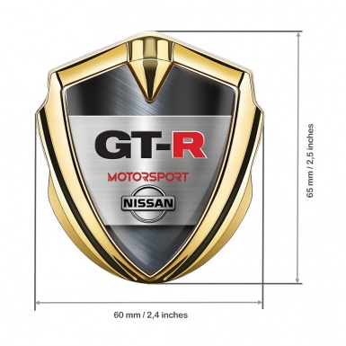Nissan GTR Bodyside Emblem Self Adhesive Gold Brushed Metal Edition