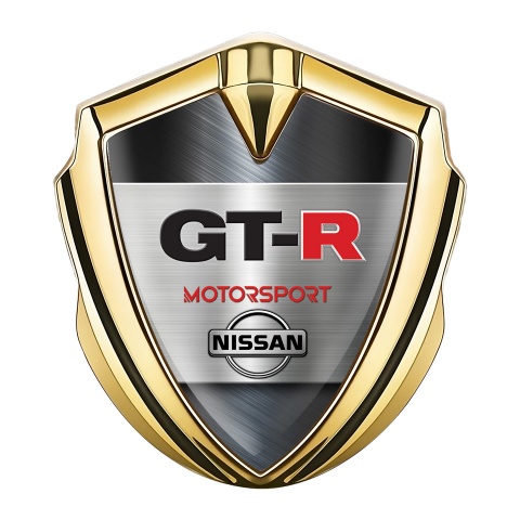 Nissan GTR Bodyside Emblem Self Adhesive Gold Brushed Metal Edition