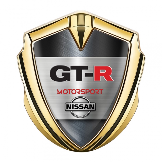 Nissan GTR Bodyside Emblem Self Adhesive Gold Brushed Metal Edition