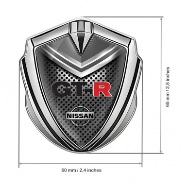 Nissan GTR Badge Self Adhesive Silver Metal Grate Grey Elements