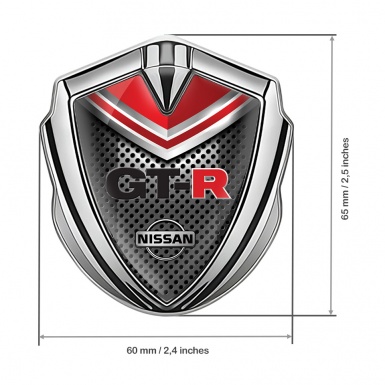 Nissan GTR Emblem Badge Self Adhesive Silver Dark Grate Red Elements