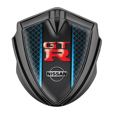 Nissan GTR Fender Emblem Badge Graphite Blue Lines Red Logo Design