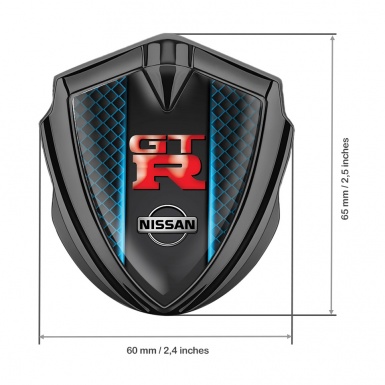 Nissan GTR Fender Emblem Badge Graphite Blue Lines Red Logo Design