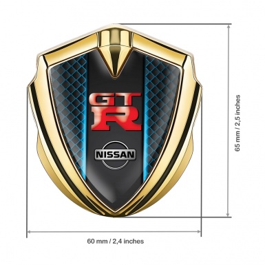Nissan GTR Fender Emblem Badge Gold Blue Lines Red Logo Design