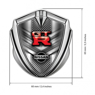 Nissan GTR Emblem Trunk Badge Silver Metal Grate Arrow Fragments