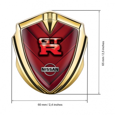 Nissan GTR Emblem Self Adhesive Gold Red Honeycomb Arrow Style