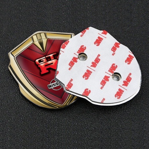 Nissan GTR Emblem Self Adhesive Gold Red Honeycomb Arrow Style