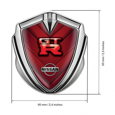 Nissan GTR Emblem Self Adhesive Silver Red Honeycomb Arrow Style