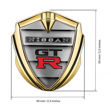 Nissan GTR Emblem Car Badge Gold Stone Panels Red Logo Design