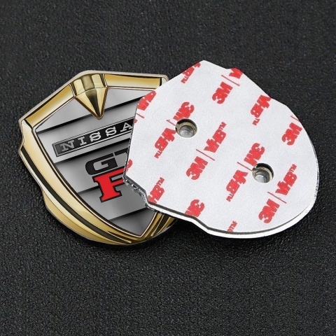 Nissan GTR Emblem Car Badge Gold Stone Panels Red Logo Design