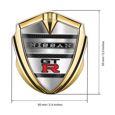 Nissan GTR Metal 3D Domed Emblem Gold Shutter Style Effect Red Logo