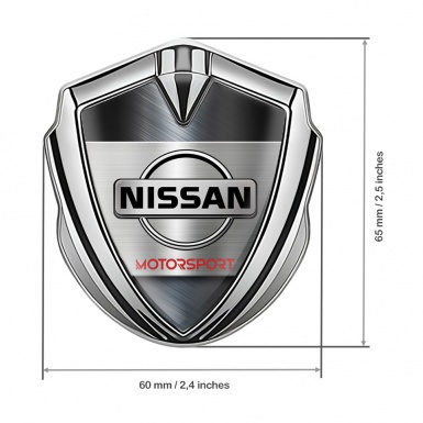 Nissan Badge Self Adhesive Silver Metallic Texture Motorsport Edition