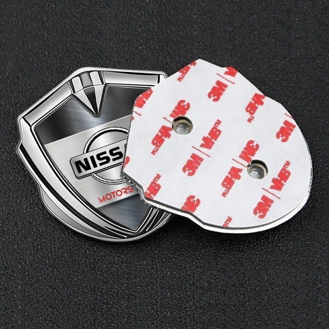 Nissan Badge Self Adhesive Silver Metallic Texture Motorsport Edition