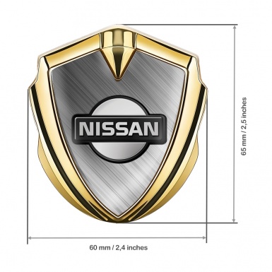 Nissan Metal Emblem Self Adhesive Gold Brushed Aluminum Dark Logo