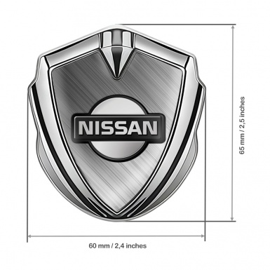 Nissan Metal Emblem Self Adhesive Silver Brushed Aluminum Dark Logo
