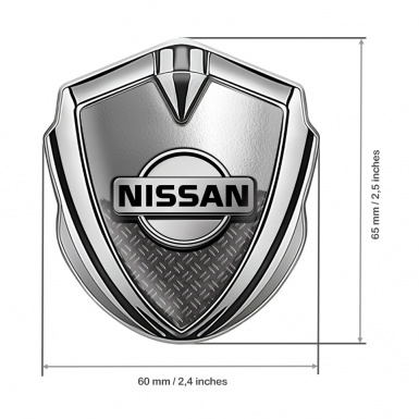 Nissan Emblem Self Adhesive Silver Torn Metal Treadplate Grey Logo