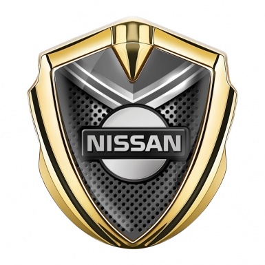Nissan Emblem Ornament Gold Metallic Grate Grey Fragment Design