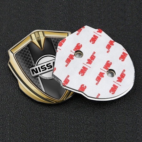 Nissan Bodyside Domed Emblem Gold Dark Squares Grey Edition