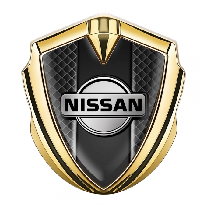 Nissan Bodyside Domed Emblem Gold Dark Squares Grey Edition