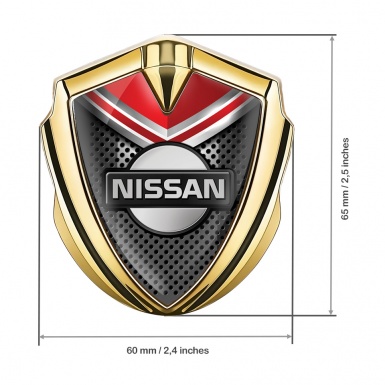 Nissan Emblem Car Badge Gold Metallic Grate Red Fragment Edition