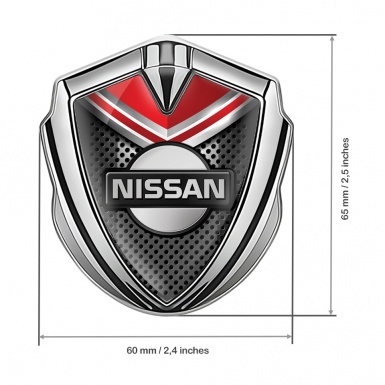 Nissan Emblem Car Badge Silver Metallic Grate Red Fragment Edition