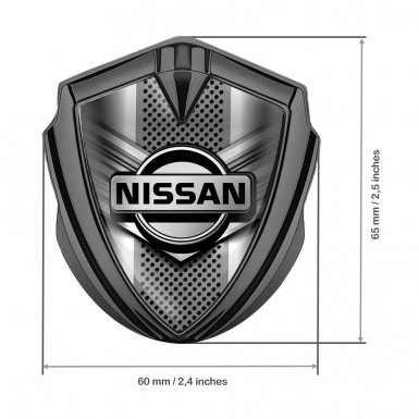 Nissan Bodyside Emblem Self Adhesive Graphite Metal Grate Greyscale Logo
