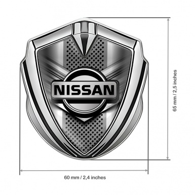 Nissan Bodyside Emblem Self Adhesive Silver Metal Grate Greyscale Logo