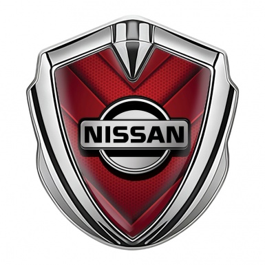Nissan Badge Self Adhesive Silver Red Hex Arrow Grey Logo Edition