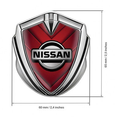 Nissan Badge Self Adhesive Silver Red Hex Arrow Grey Logo Edition