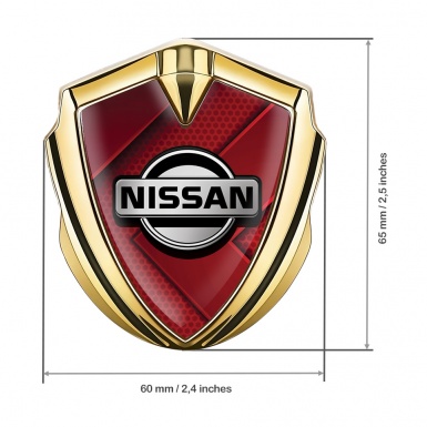 Nissan Emblem Badge Self Adhesive Gold Red Hex Texture Grey Logo