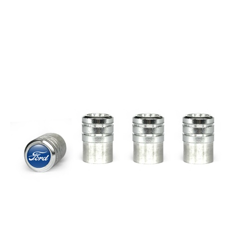 Ford Valve Caps Aluminum 4 pcs Navy Silicone Sticker with White Logo