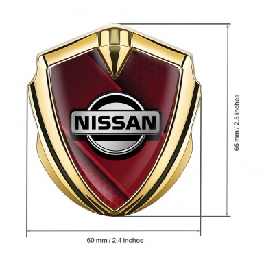 Nissan Domed Emblem Gold Red Hex Crimson Ribbon Edition