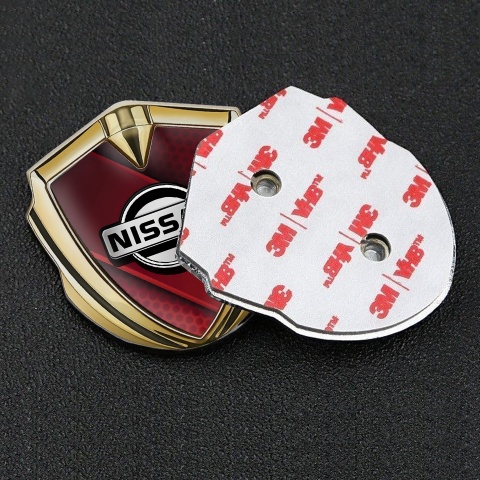 Nissan Domed Emblem Gold Red Hex Crimson Ribbon Edition