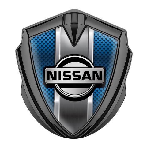 Nissan Bodyside Emblem Self Adhesive Graphite Blue Texture Chrome Effect
