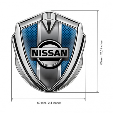 Nissan Bodyside Emblem Self Adhesive Silver Blue Texture Chrome Effect