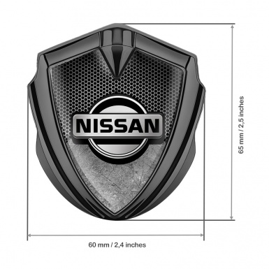 Nissan Emblem Ornament Graphite Grey Honeycomb Scratched Surface