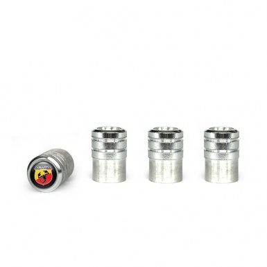 Fiat Abarth Valve Caps Aluminum 4 pcs Black Silicone Sticker with Multicolour Logo