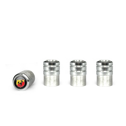 Fiat Abarth Valve Caps Aluminum 4 pcs Black Silicone Sticker with Multicolour Logo