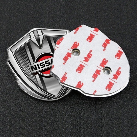 Nissan Metal Emblem Self Adhesive Silver Light Grate Metal Console