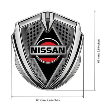 Nissan Emblem Self Adhesive Silver Perforated Plates Red Logo Edition