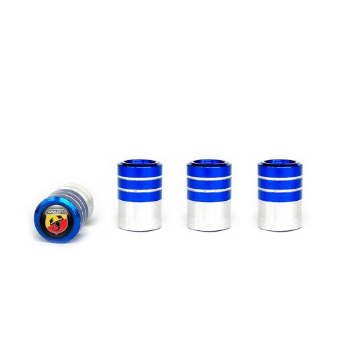 Fiat Abarth Valve Caps Blue 4 pcs Black Silicone Sticker with Multicolour Logo
