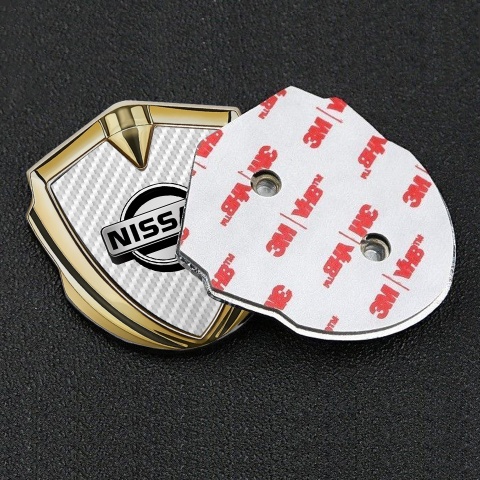 Nissan Domed Emblem Gold White Carbon Metallic Design