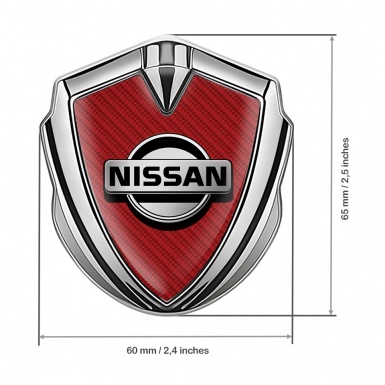 Nissan Emblem Ornament Silver Red Carbon Grey Logo Edition