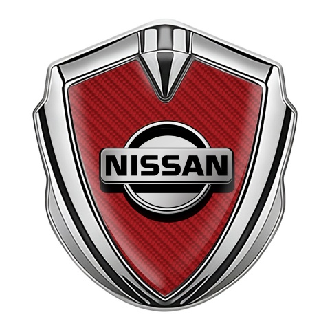 Nissan Emblem Ornament Silver Red Carbon Grey Logo Edition