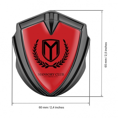Mansory Club Emblem Badge Self Adhesive Graphite Red Base Black Laurel