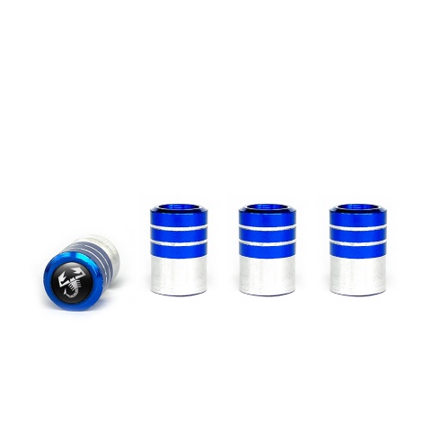 Fiat Abarth Valve Caps Blue 4 pcs Black Silicone Sticker with Grey Logo