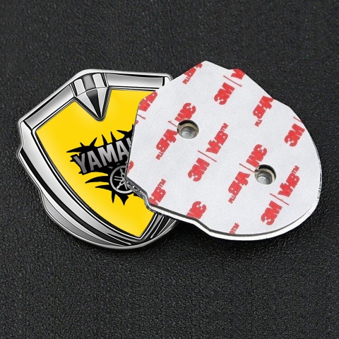 Yamaha Emblem Fender Badge Silver Yellow Base Black Engine Logo