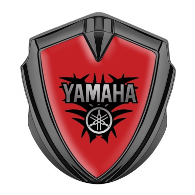 Yamaha Metal Emblem Self Adhesive Graphite Red Base Black Engine Motif