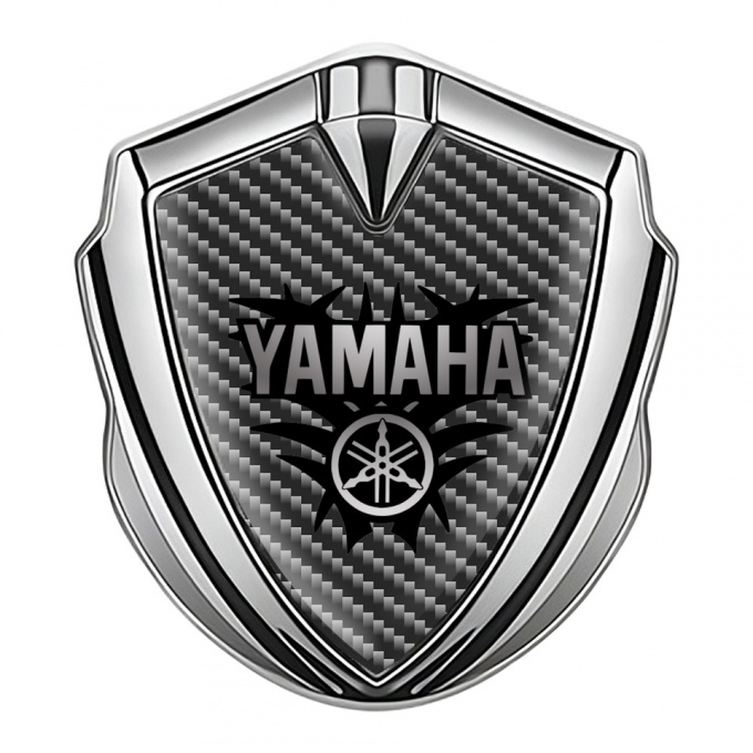 Yamaha Emblem Trunk Badge Silver Dark Carbon Black Tribal Design